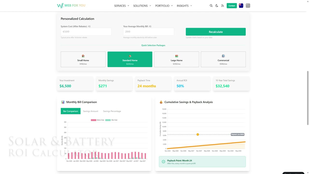 Live interactive calculator demonstrating real-time calculations and user engagement